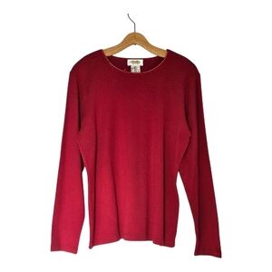 Talbots Red Long Sleeve T-Shirt Womens L NWOT Vtg Casual Capsule
